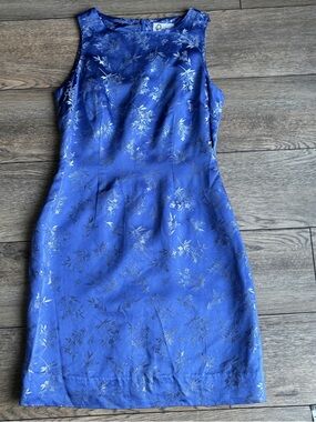 Lilly Pulitzer Vintage Blue White Flowers Sleeveless Sheath Dress Silk Sz 4